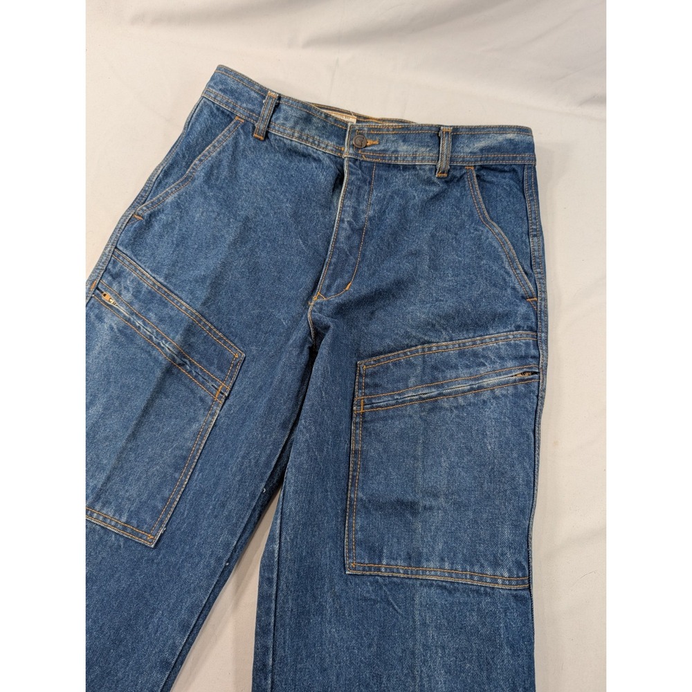 Vintage Unionbay Cargo Zip Jeans Blue Denim Skater Grunge Y2K 90s 32x28 (34 Tag‎